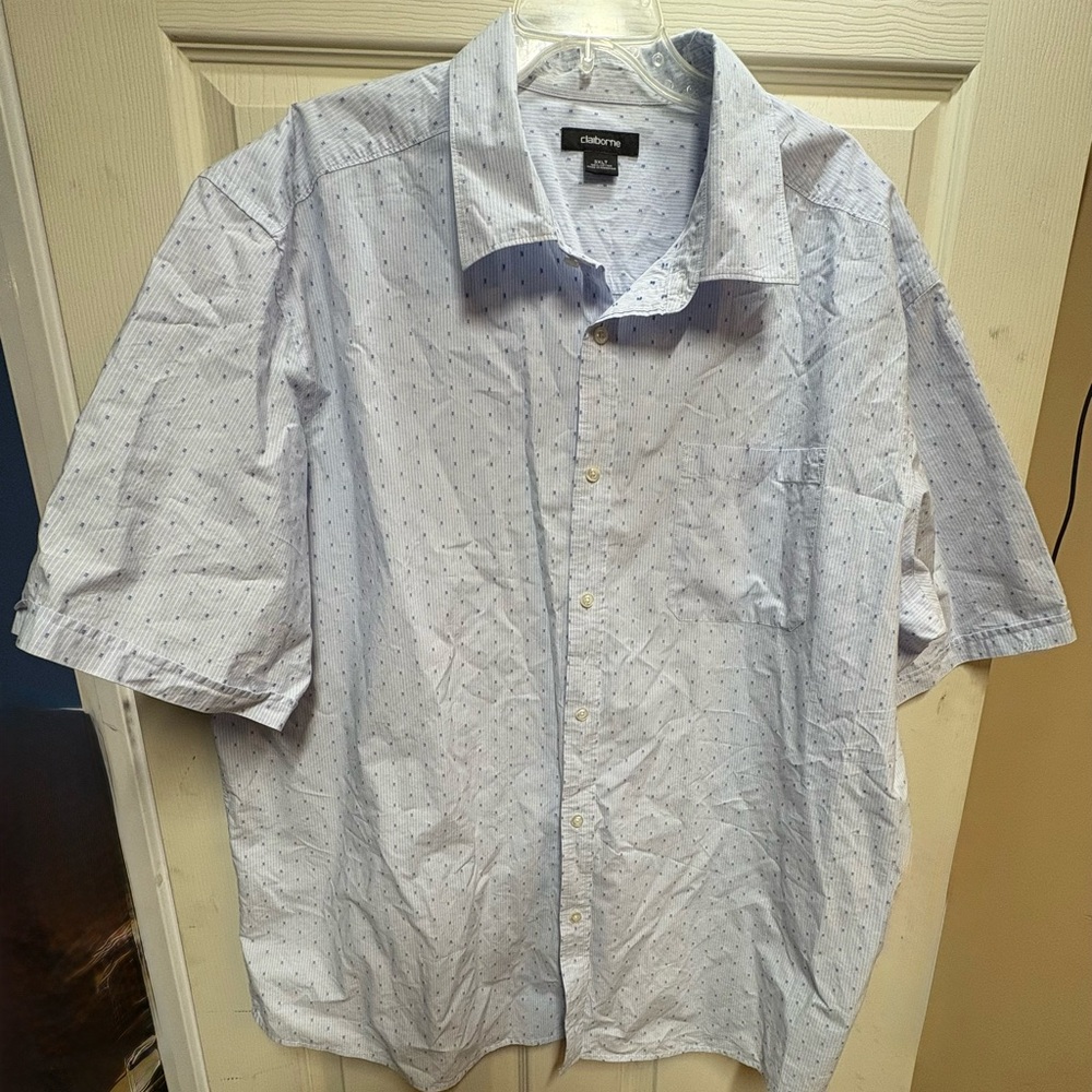 Claiborne Light Blue Patterned Casual Shirt